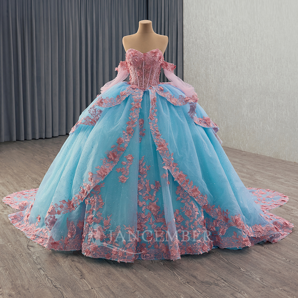 Shinny Bow Quinceanera Dress P - Embroidery Organza 评论和价格