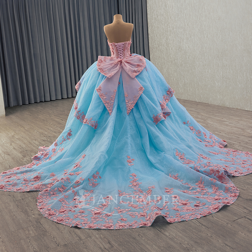 Shinny Bow Quinceanera Dress P - Embroidery Organza 评论和价格