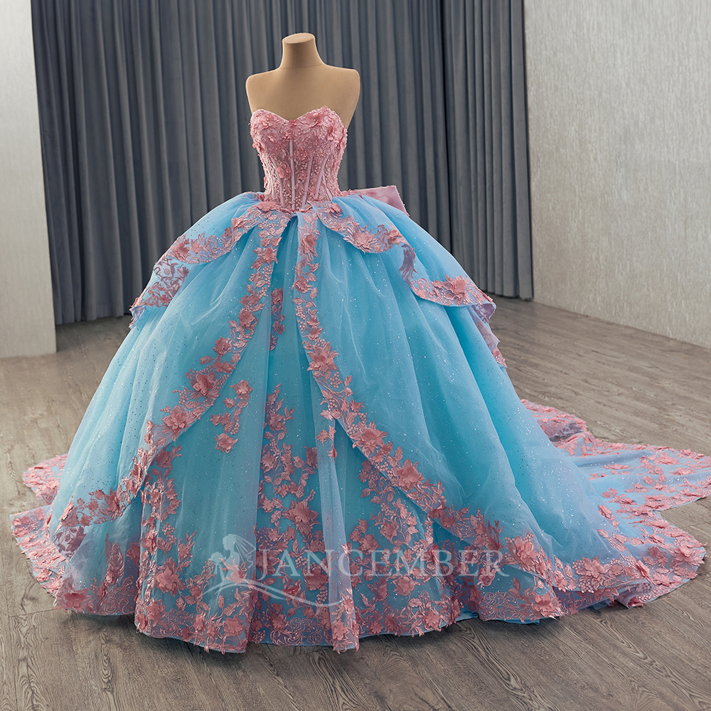 Shinny Bow Quinceanera Dress P - Embroidery Organza 评论和价格