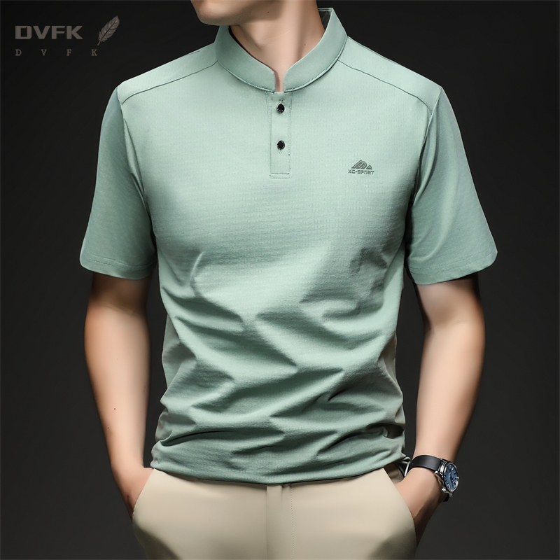 Mens Short Sleeve Mandarin Col - Embroidery Men Shirt 评论和价格
