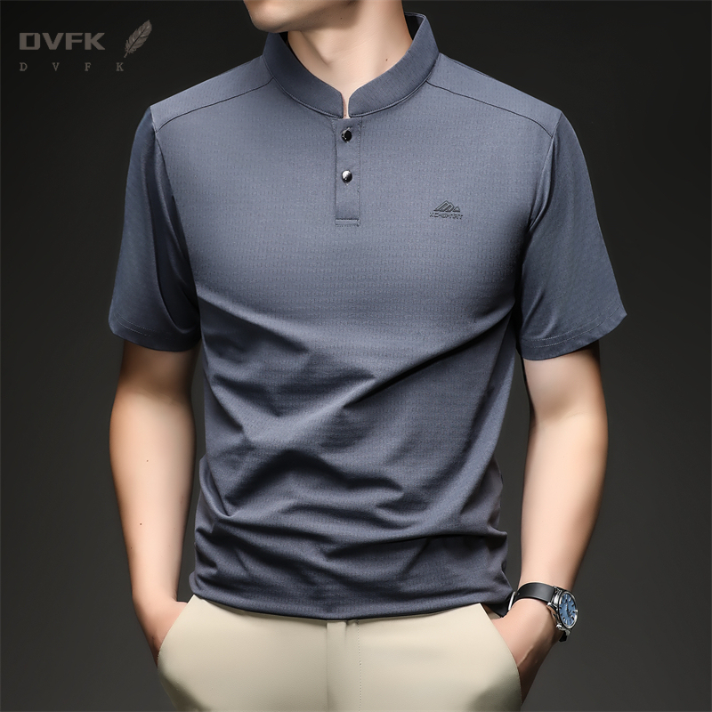 Mens Short Sleeve Mandarin Col - Embroidery Men Shirt 评论和价格
